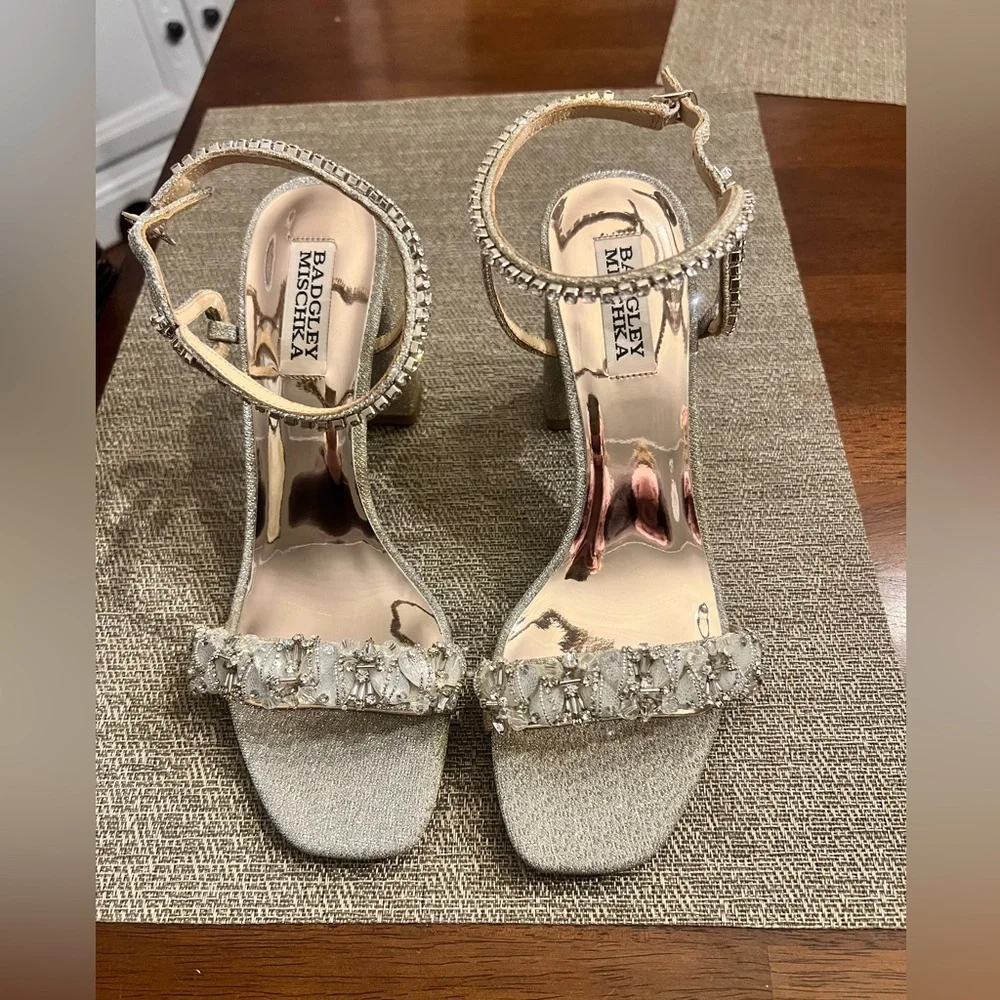 Badgley Mischka Glittering Silver‎ and gold Heels.  Wedding/special occasion